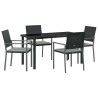 Ensemble de salle à manger pour jardin 5 pcs Noir et Gris Clair 563606563606