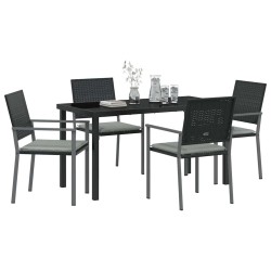 Ensemble de salle à manger pour jardin 5 pcs Noir et Gris Clair 563606563606