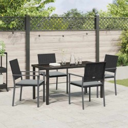 Ensemble de salle à manger pour jardin 5 pcs Noir et Gris Clair 563606563606
