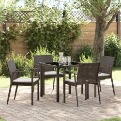 Ensemble de salle à manger pour jardin 5 pcs Marron et Noir 563607563607