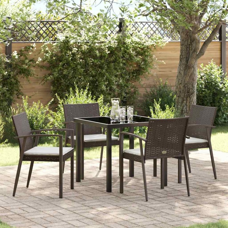 Ensemble de salle à manger pour jardin 5 pcs Marron et Noir 563607563607