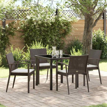 Ensemble de salle à manger pour jardin 5 pcs Marron et Noir 563607563607