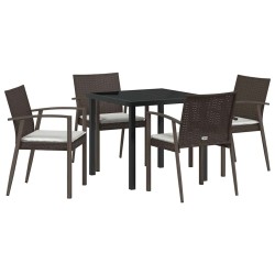 Ensemble de salle à manger pour jardin 5 pcs Marron et Noir 563607563607