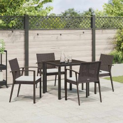 Ensemble de salle à manger pour jardin 5 pcs Marron et Noir 563607563607