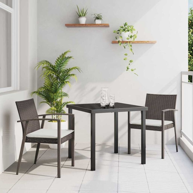 Ensemble de salle à manger pour jardin 3 pcs Marron et Noir 563608563608