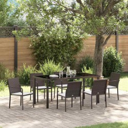 Ensemble de salle à manger pour jardin 7 pcs Marron et Noir 563609563609