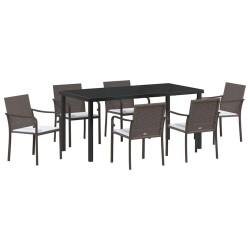 Ensemble de salle à manger pour jardin 7 pcs Marron et Noir 563609563609
