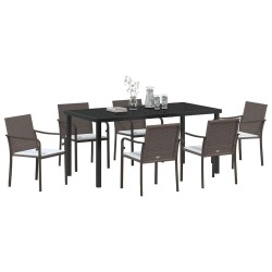 Ensemble de salle à manger pour jardin 7 pcs Marron et Noir 563609563609