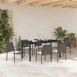 Ensemble de salle à manger pour jardin 7 pcs Marron et Noir 563609563609