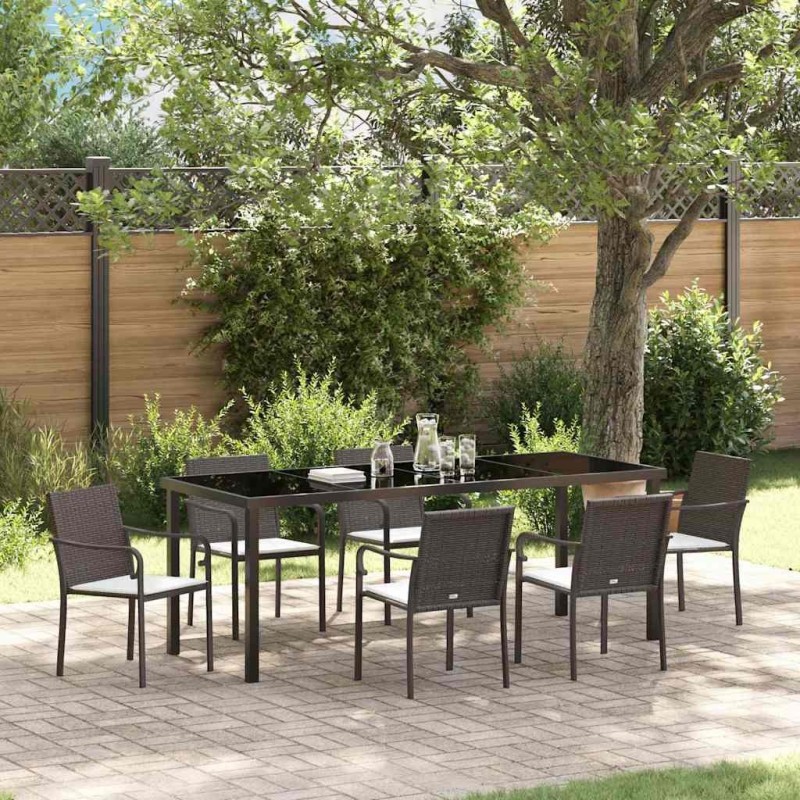 Ensemble de salle à manger pour jardin 7 pcs Marron et Noir 563610563610