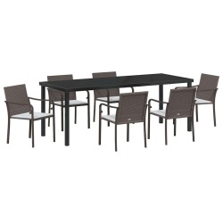 Ensemble de salle à manger pour jardin 7 pcs Marron et Noir 563610563610