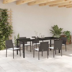 Ensemble de salle à manger pour jardin 7 pcs Marron et Noir 563610563610