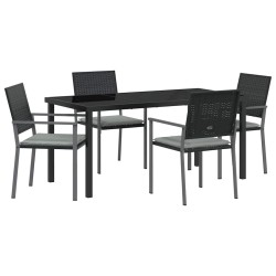 Ensemble de salle à manger pour jardin 5 pcs Noir et Gris Clair 563612563612