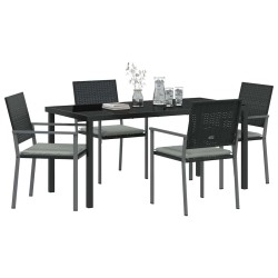 Ensemble de salle à manger pour jardin 5 pcs Noir et Gris Clair 563612563612