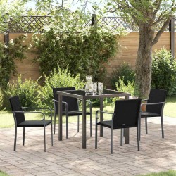 Ensemble de salle à manger pour jardin 5 pcs Noir et gris 563613563613