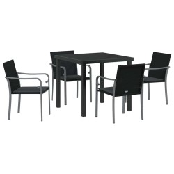 Ensemble de salle à manger pour jardin 5 pcs Noir et gris 563613563613