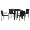 Ensemble de salle à manger pour jardin 5 pcs Noir et gris 563613563613