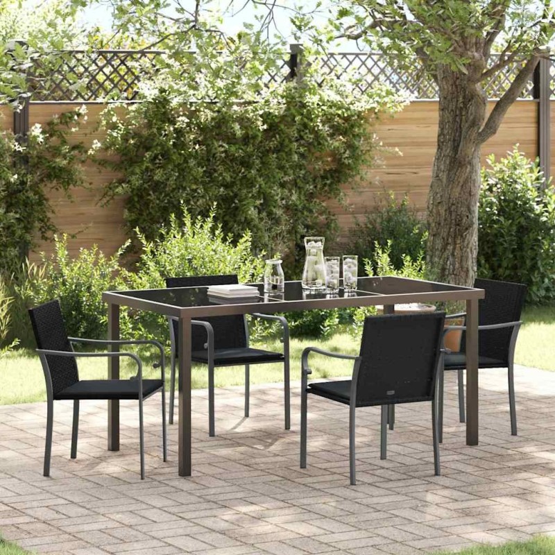 Ensemble de salle à manger pour jardin 5 pcs Noir et gris 563614563614