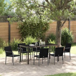 Ensemble de salle à manger pour jardin 7 pcs Noir et gris 563615563615