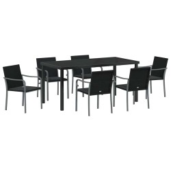 Ensemble de salle à manger pour jardin 7 pcs Noir et gris 563615563615