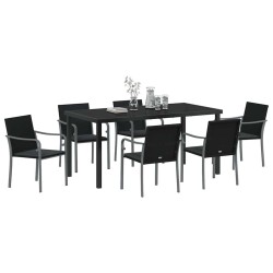 Ensemble de salle à manger pour jardin 7 pcs Noir et gris 563615563615