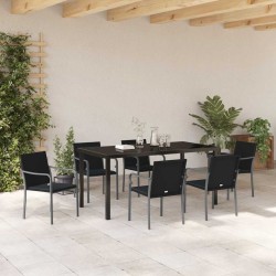 Ensemble de salle à manger pour jardin 7 pcs Noir et gris 563615563615