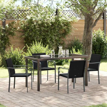 Ensemble de salle à manger pour jardin 5 pcs Noir et gris 563616563616