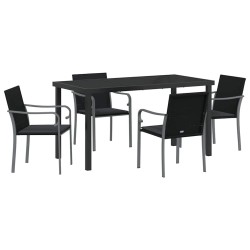 Ensemble de salle à manger pour jardin 5 pcs Noir et gris 563616563616