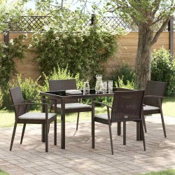 Ensemble de salle à manger pour jardin 5 pcs Marron et Noir 563617563617
