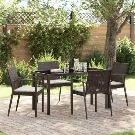 Ensemble de salle à manger pour jardin 5 pcs Marron et Noir 563617563617