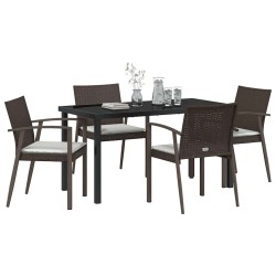 Ensemble de salle à manger pour jardin 5 pcs Marron et Noir 563617563617