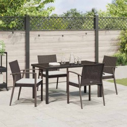 Ensemble de salle à manger pour jardin 5 pcs Marron et Noir 563617563617