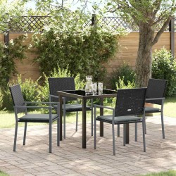 Ensemble de salle à manger pour jardin 5 pcs Noir et Gris Clair 563618563618