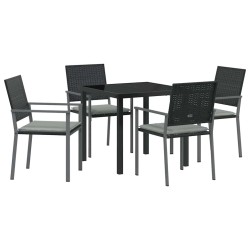 Ensemble de salle à manger pour jardin 5 pcs Noir et Gris Clair 563618563618