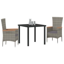 Ensemble de salle à manger pour jardin avec coussin 3 pcs Gris 563619563619
