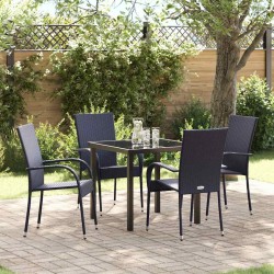 Ensemble de salle à manger pour jardin 5 pcs Noir 563621563621