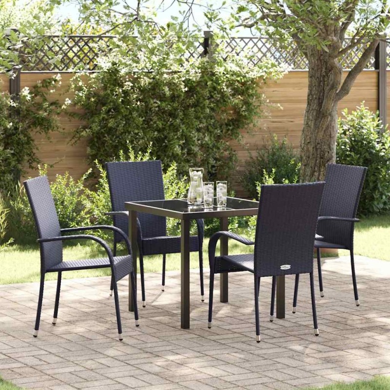 Ensemble de salle à manger pour jardin 5 pcs Noir 563621563621