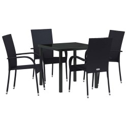 Ensemble de salle à manger pour jardin 5 pcs Noir 563621563621