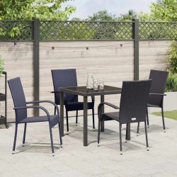 Ensemble de salle à manger pour jardin 5 pcs Noir 563621563621