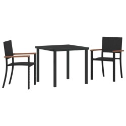 Ensemble de salle à manger pour jardin 3 pcs Noir 563623563623