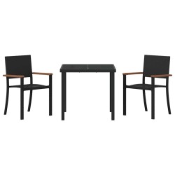 Ensemble de salle à manger pour jardin 3 pcs Noir 563623563623