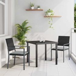 Ensemble de salle à manger pour jardin 3 pcs Noir et Gris Clair 563626563626