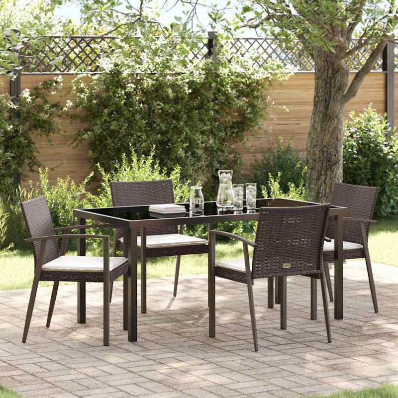 Ensemble de salle à manger pour jardin 5 pcs Marron et Noir 563627563627