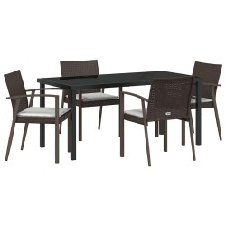 Ensemble de salle à manger pour jardin 5 pcs Marron et Noir 563627563627