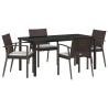 Ensemble de salle à manger pour jardin 5 pcs Marron et Noir 563627563627
