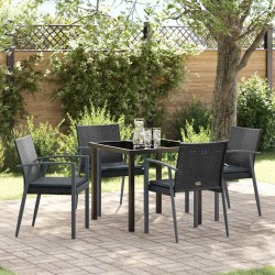 Ensemble de salle à manger pour jardin 5 pcs Noir et gris 563629563629