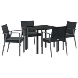 Ensemble de salle à manger pour jardin 5 pcs Noir et gris 563629563629