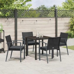 Ensemble de salle à manger pour jardin 5 pcs Noir et gris 563629563629