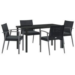 Ensemble de salle à manger pour jardin 5 pcs Noir et gris 563630563630