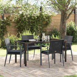 Ensemble de salle à manger pour jardin 5 pcs Noir et gris 563631563631
